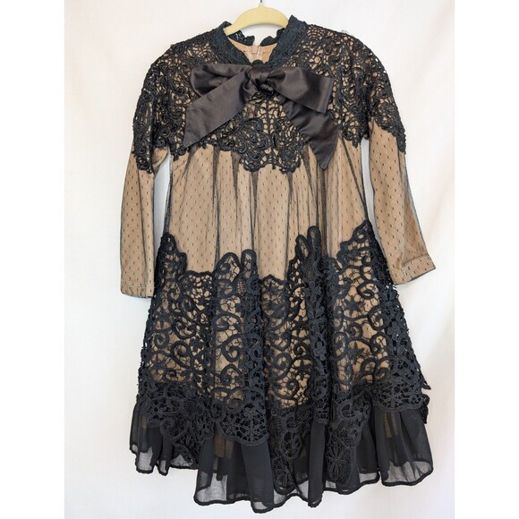 Dainty Jewells Other - Dainty Jewells Girls Black Lace Layered Dress Size Small 6/7